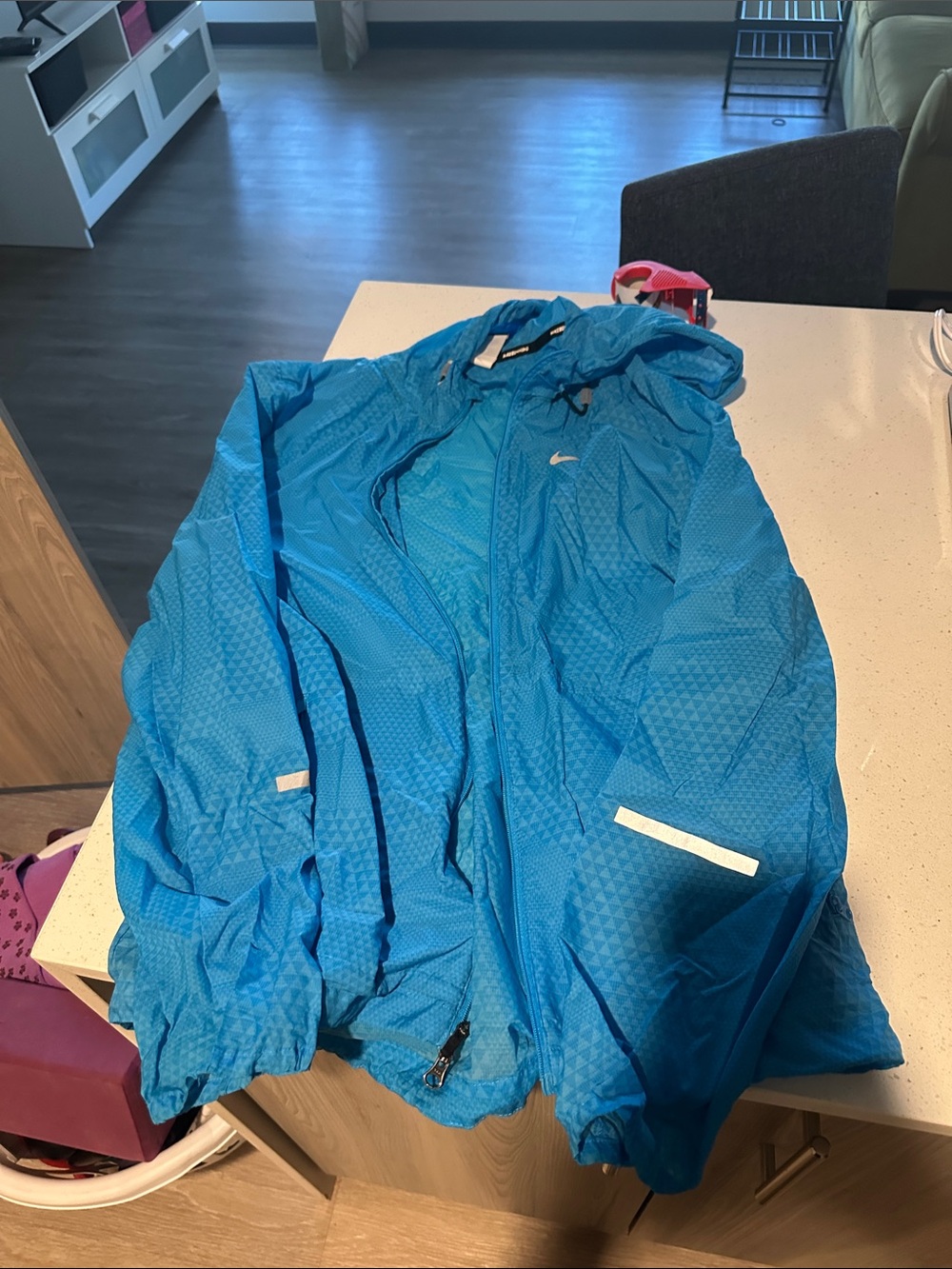 Nike Bright Blue Hooded Rain Jacket